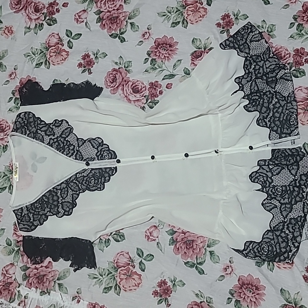 Deicy womens sheer top lace accent medium